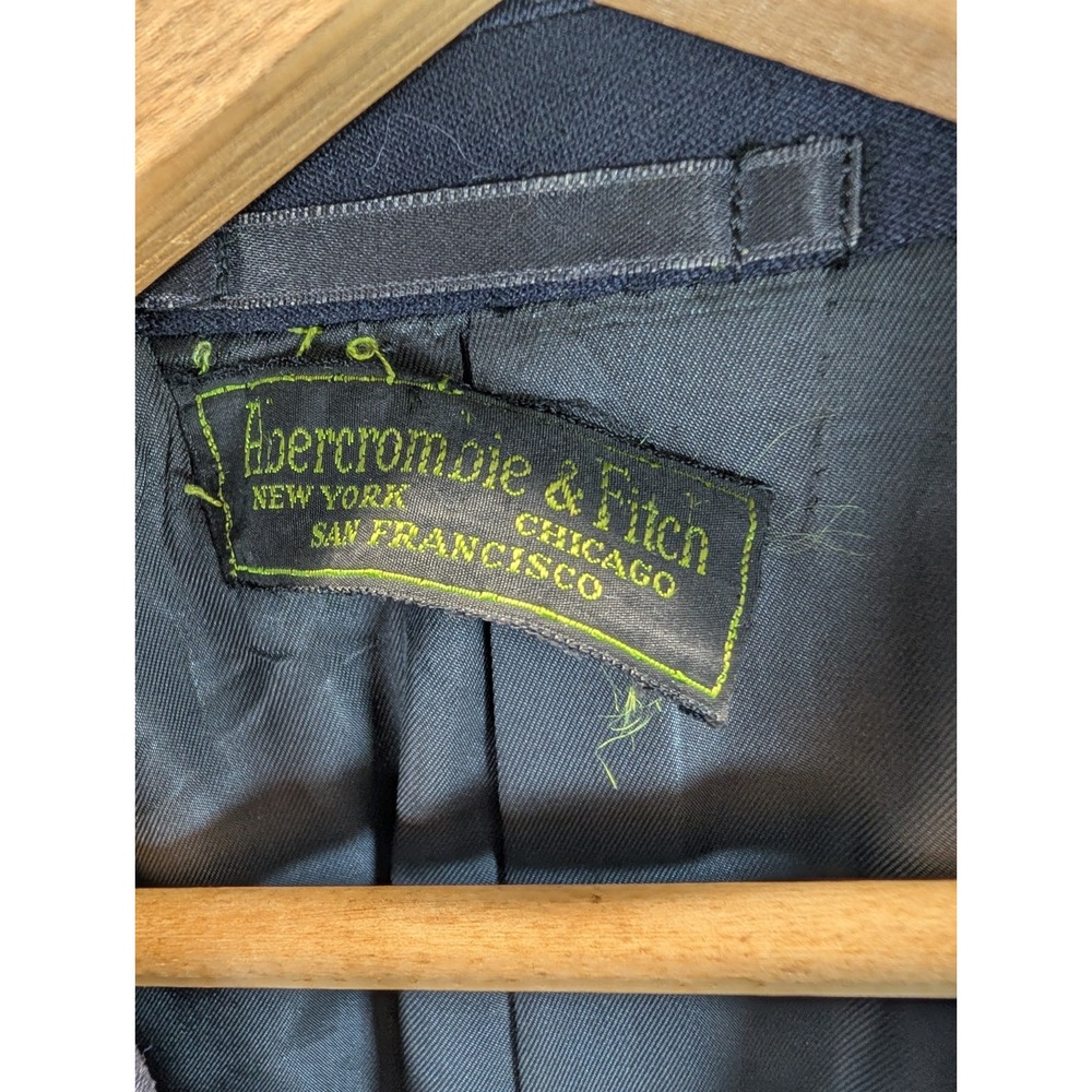 Abercrombie And Fitch Trench coat Dark Blue Men's XL Missing Button - Picture 4 of 16